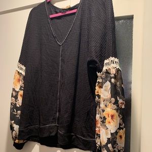 Thermal Tee with Sheer Sleeves